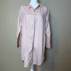 Lauren Ralph Lauren Light Pink Striped Button Down Shirt Pajama